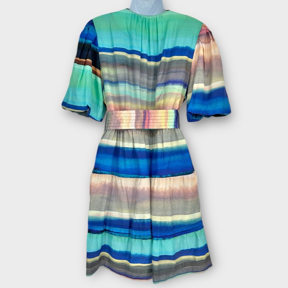 MARIE OLIVER Dress NWT SIZE 8 Callie Silk Blend Belted Mini in‎ Santa Fe Stripe - Picture 3 of 13